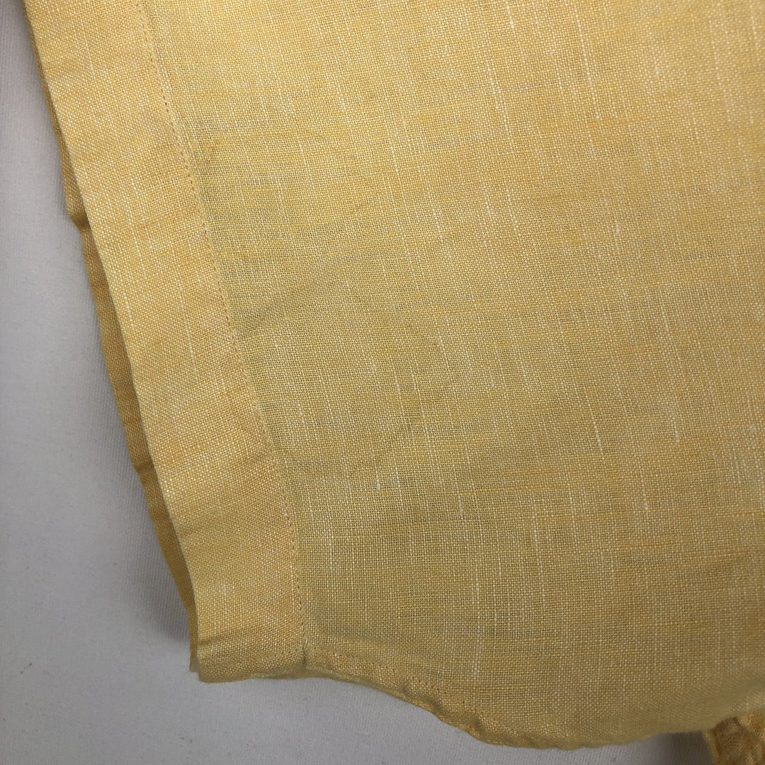 Brooks Brothers Est.1818 Short-Sleeve Linen Shirt, Men's Size L (approx.) linen yellow type Vintage Second Hand