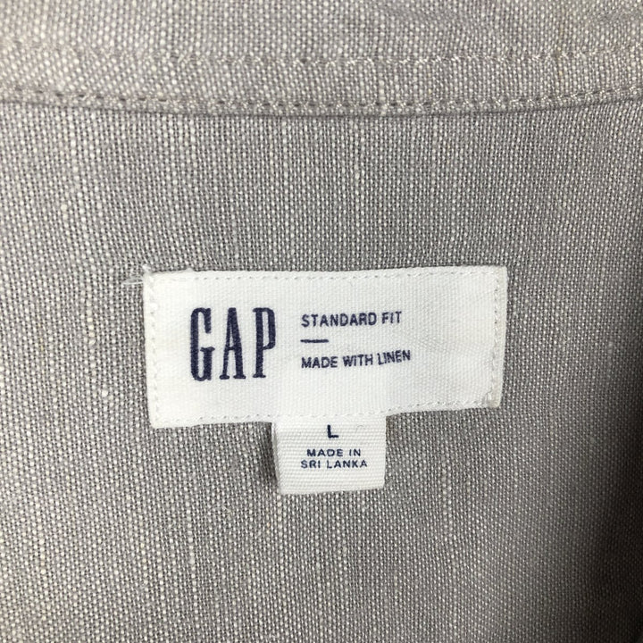GAP STANDARD FIT Short-Sleeve Cotton x Linen Shirt, Men's Size L (approx.) linen gray type Vintage Second Hand