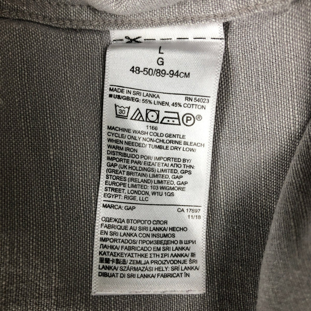 GAP STANDARD FIT Short-Sleeve Cotton x Linen Shirt, Men's Size L (approx.) linen gray type Vintage Second Hand