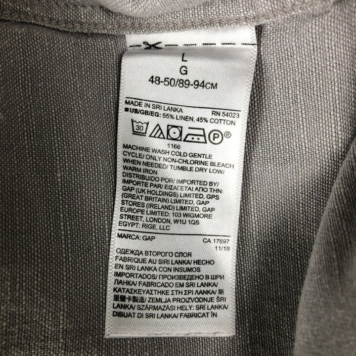 GAP STANDARD FIT Short-Sleeve Cotton x Linen Shirt, Men's Size L (approx.) linen gray type Vintage Second Hand