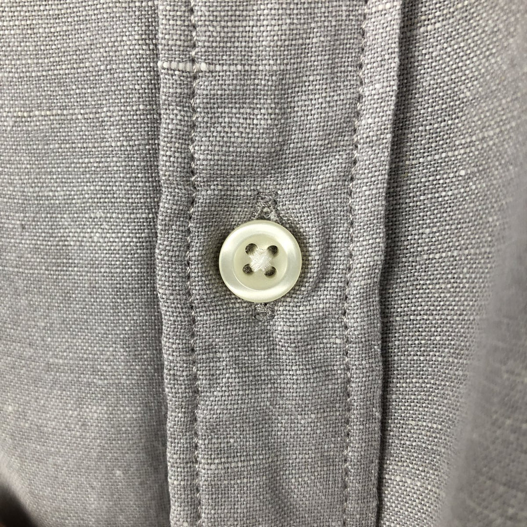 GAP STANDARD FIT Short-Sleeve Cotton x Linen Shirt, Men's Size L (approx.) linen gray type Vintage Second Hand