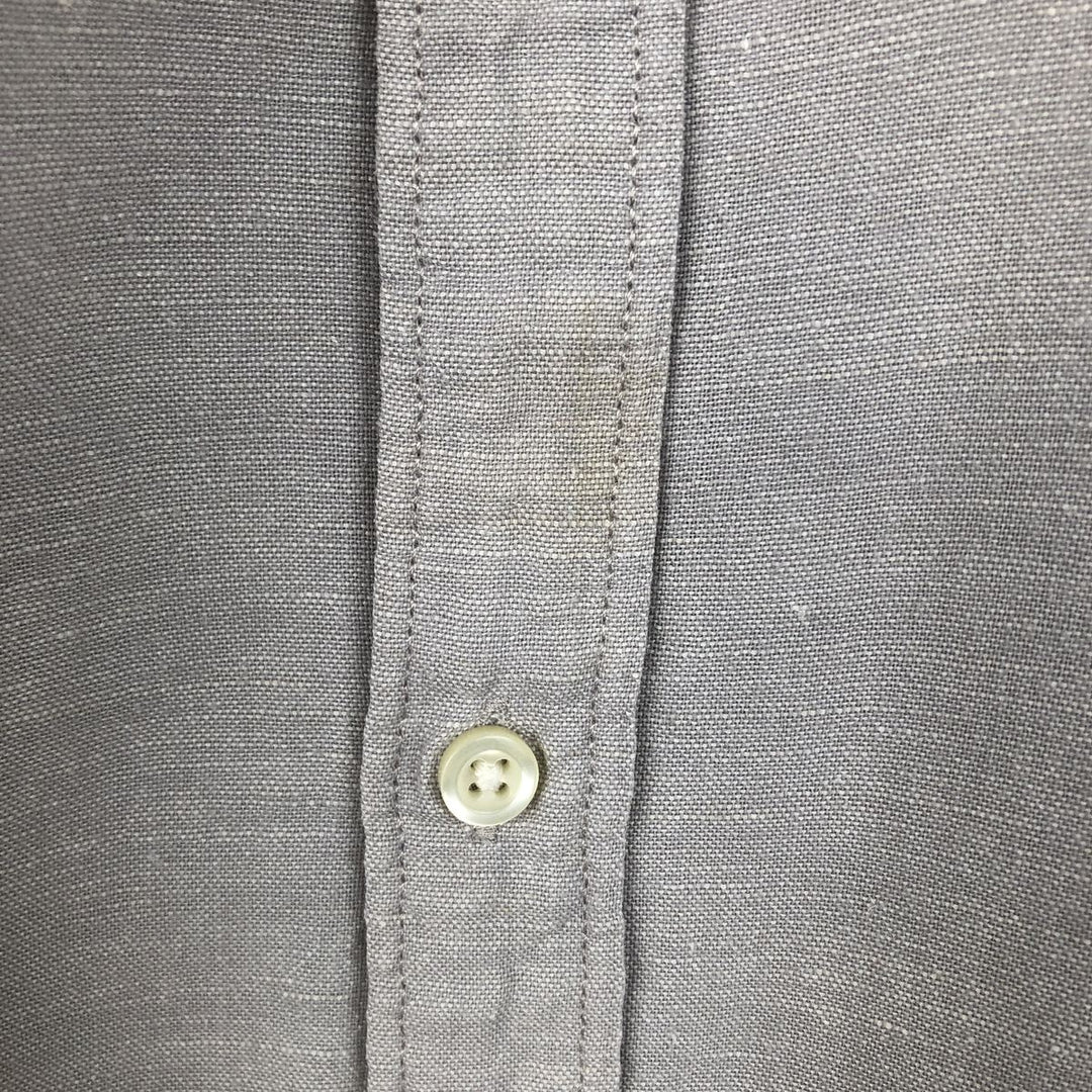 GAP STANDARD FIT Short-Sleeve Cotton x Linen Shirt, Men's Size L (approx.) linen gray type Vintage Second Hand