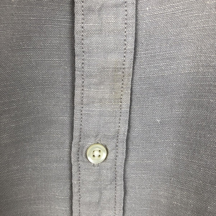GAP STANDARD FIT Short-Sleeve Cotton x Linen Shirt, Men's Size L (approx.) linen gray type Vintage Second Hand