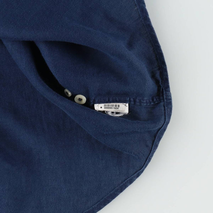 Ralph Lauren Classic Fit Short Sleeve Linen Button Down Shirt Men's Size L unclear navy blue type Vintage Second Hand