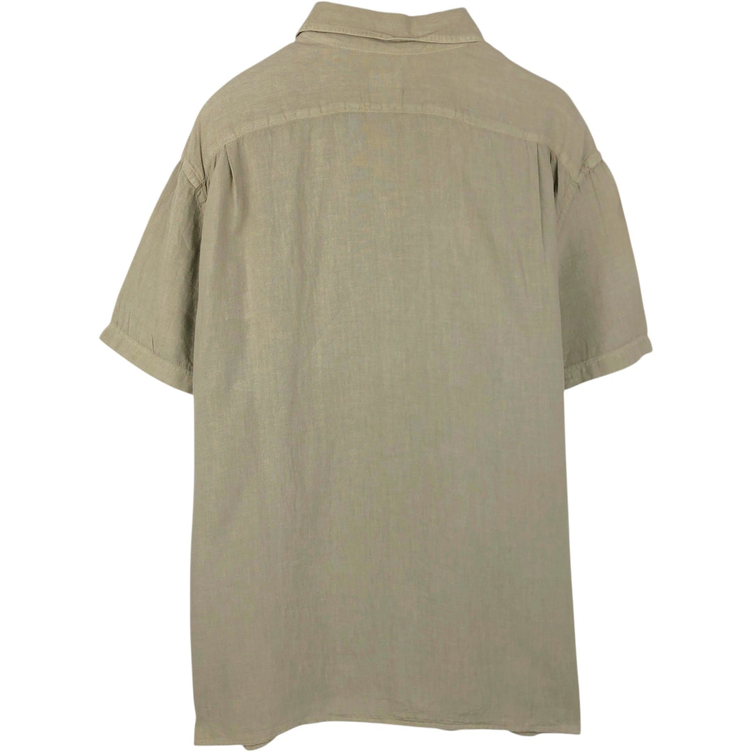 Lacoste Regular Fit French Design Short-Sleeve Linen Shirt, Boxy Shirt, Men's XL Equivalent linen beige type brown Vintage Second Hand