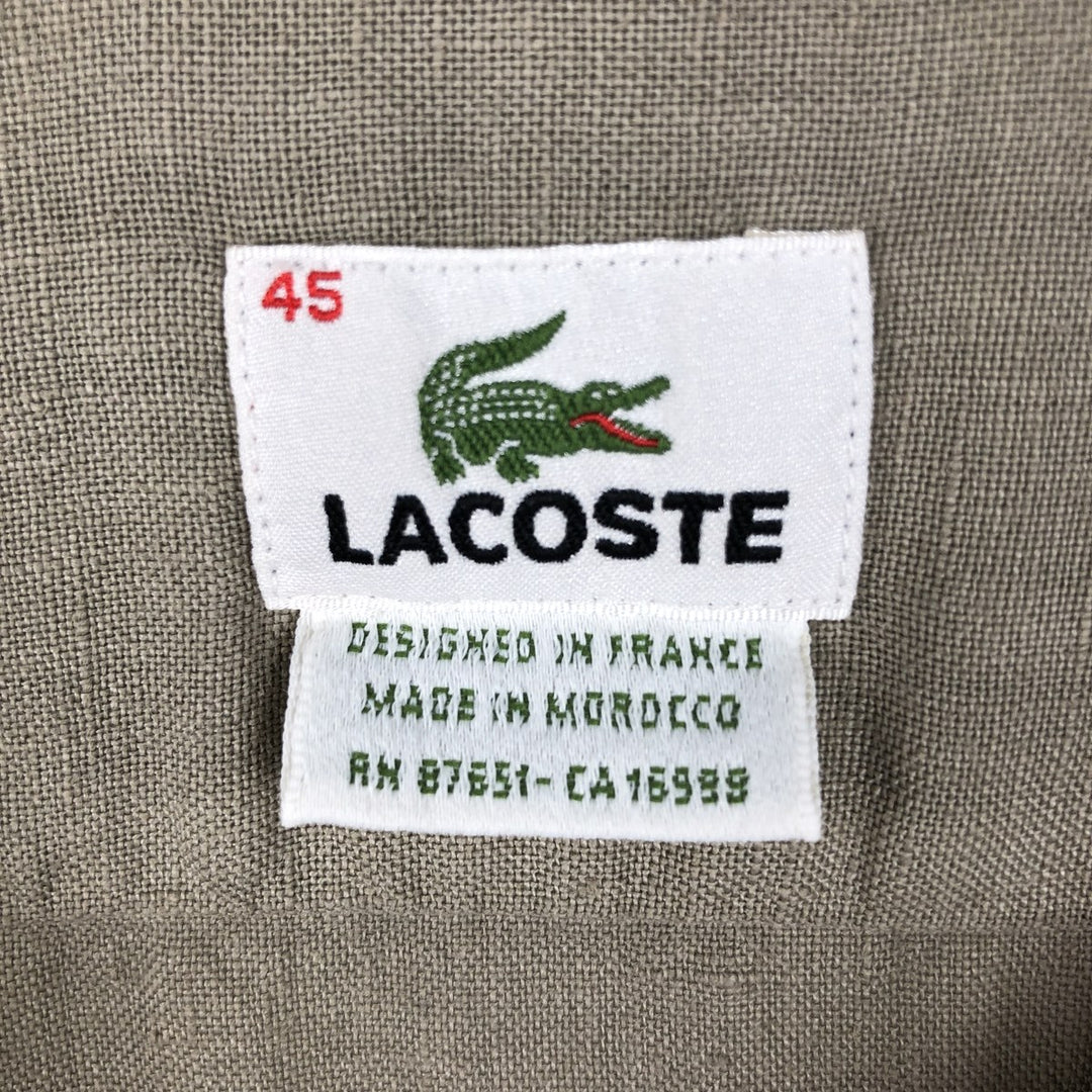 Lacoste Regular Fit French Design Short-Sleeve Linen Shirt, Boxy Shirt, Men's XL Equivalent linen beige type brown Vintage Second Hand
