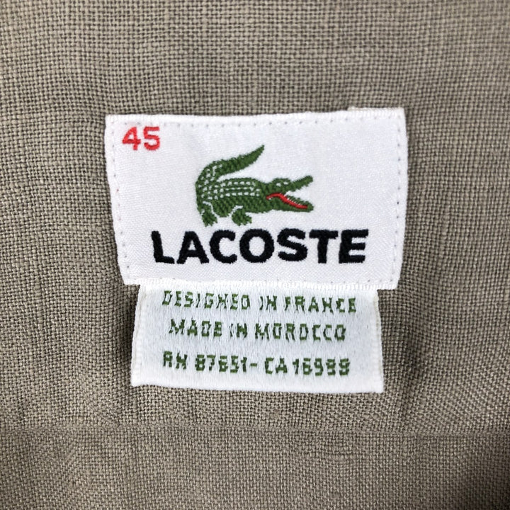 Lacoste Regular Fit French Design Short-Sleeve Linen Shirt, Boxy Shirt, Men's XL Equivalent linen beige type brown Vintage Second Hand
