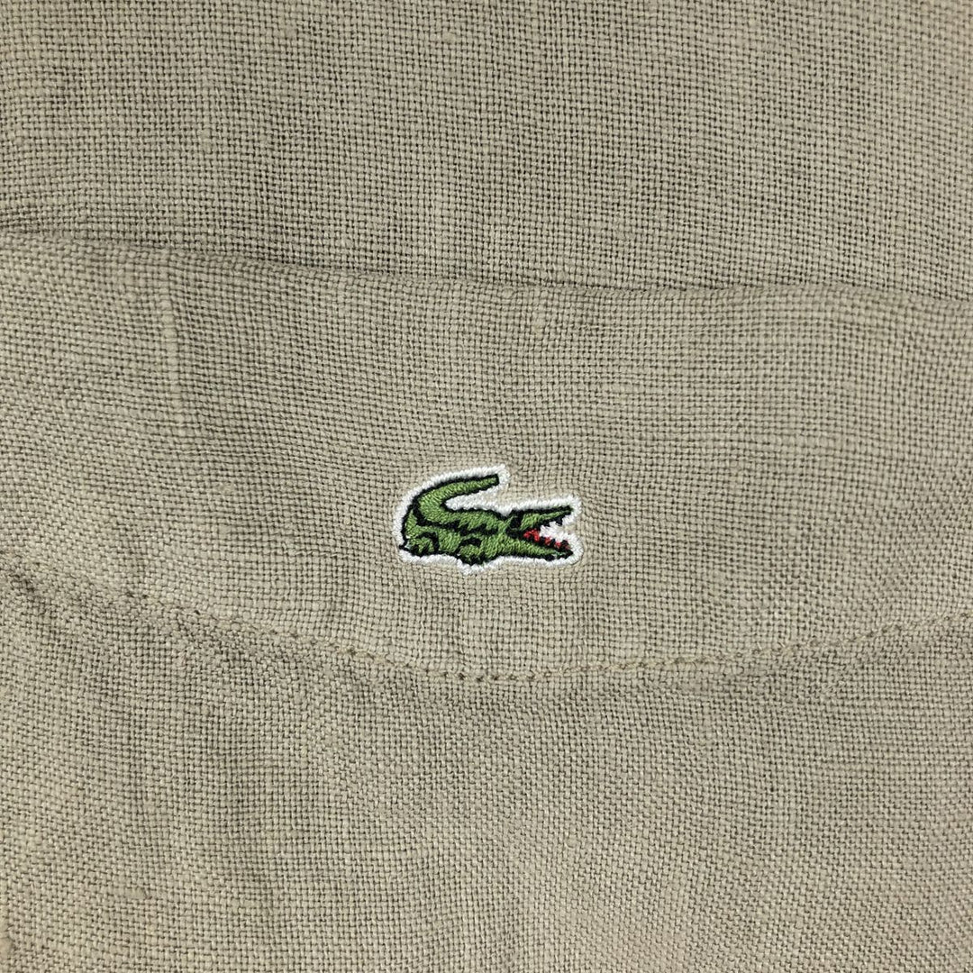 Lacoste Regular Fit French Design Short-Sleeve Linen Shirt, Boxy Shirt, Men's XL Equivalent linen beige type brown Vintage Second Hand