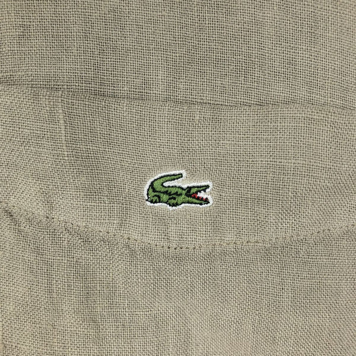Lacoste Regular Fit French Design Short-Sleeve Linen Shirt, Boxy Shirt, Men's XL Equivalent linen beige type brown Vintage Second Hand
