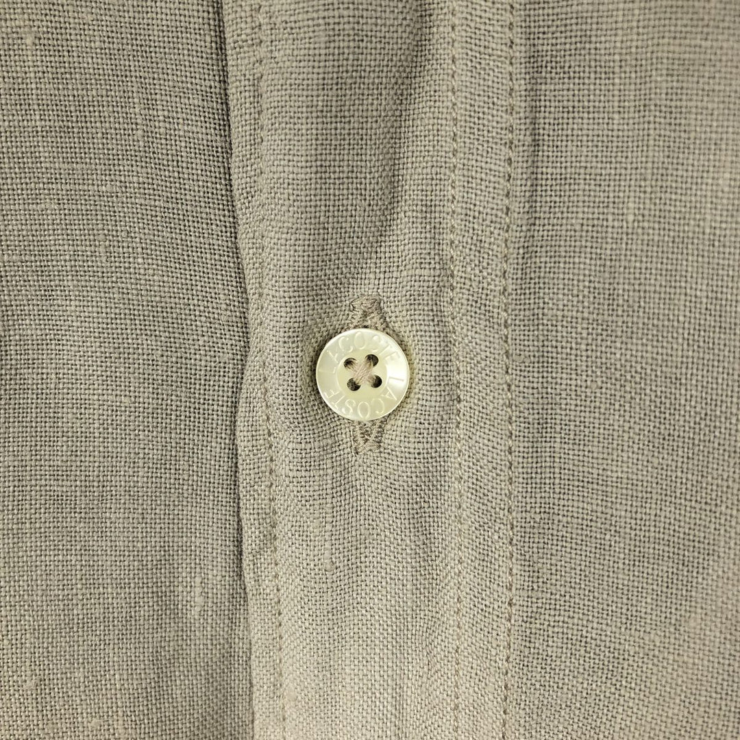 Lacoste Regular Fit French Design Short-Sleeve Linen Shirt, Boxy Shirt, Men's XL Equivalent linen beige type brown Vintage Second Hand