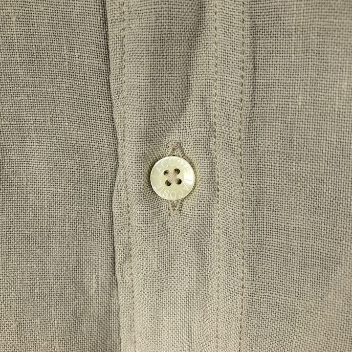 Lacoste Regular Fit French Design Short-Sleeve Linen Shirt, Boxy Shirt, Men's XL Equivalent linen beige type brown Vintage Second Hand