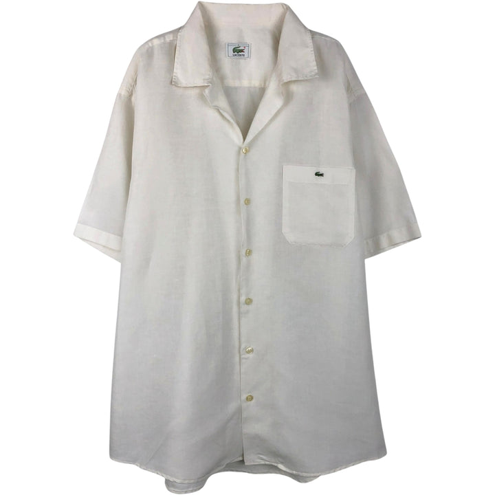 Lacoste short-sleeved open-collar cotton shirt, men's size L (approx.) cotton white type Vintage Second Hand