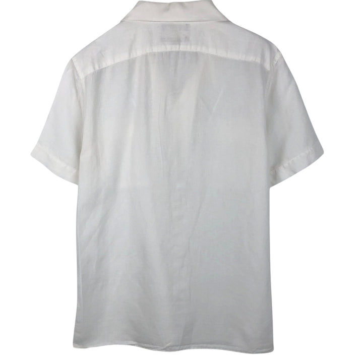 Banana Republic Slim Fit Short-Sleeve Open-Collar Linen Shirt (Men's Size M equivalent) - Boxy Shirt linen white type Vintage Second Hand