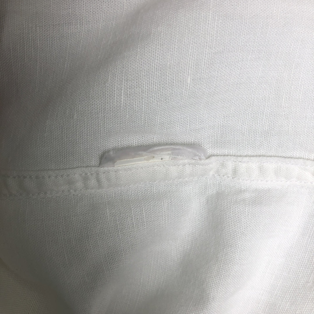 Banana Republic Slim Fit Short-Sleeve Open-Collar Linen Shirt (Men's Size M equivalent) - Boxy Shirt linen white type Vintage Second Hand