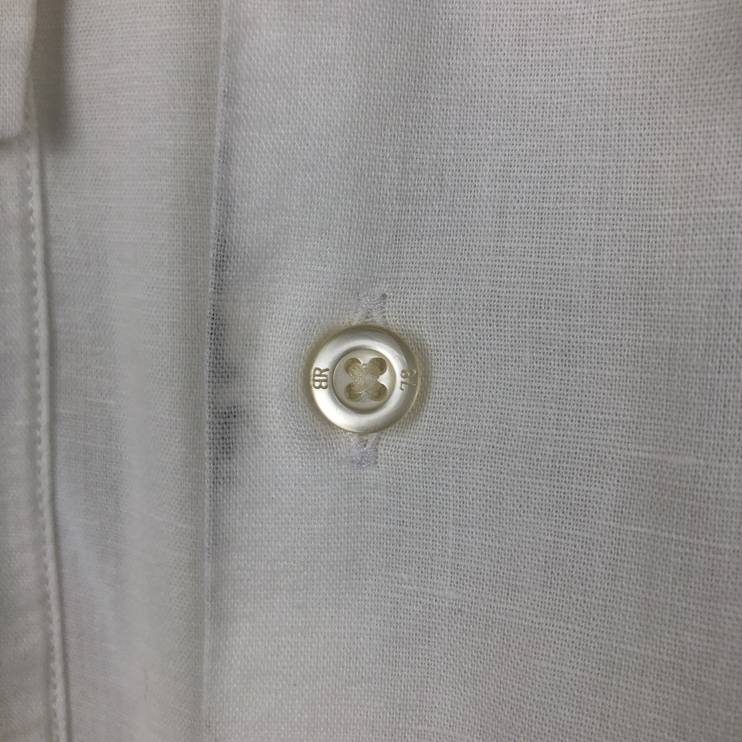 Banana Republic Slim Fit Short-Sleeve Open-Collar Linen Shirt (Men's Size M equivalent) - Boxy Shirt linen white type Vintage Second Hand