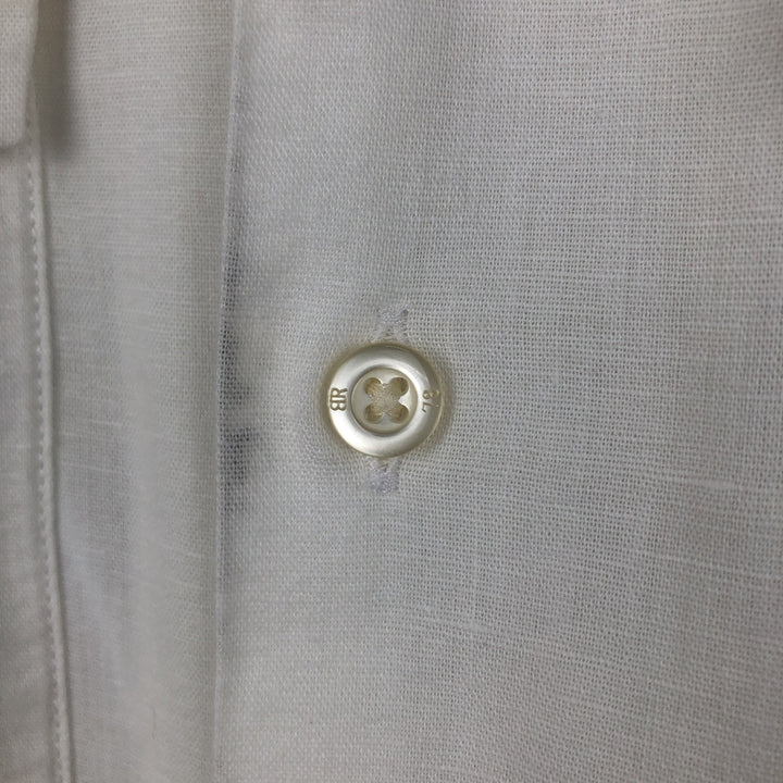 Banana Republic Slim Fit Short-Sleeve Open-Collar Linen Shirt (Men's Size M equivalent) - Boxy Shirt linen white type Vintage Second Hand