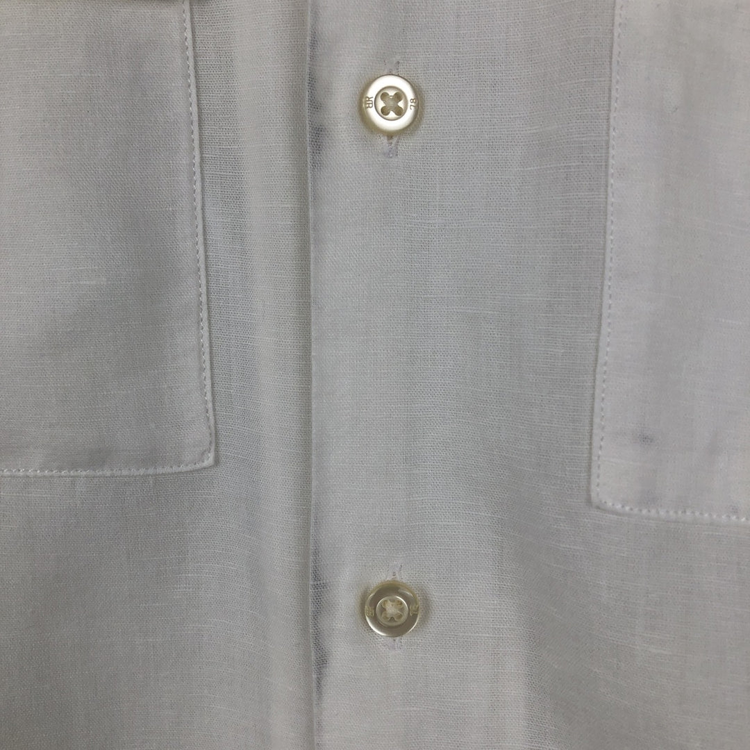 Banana Republic Slim Fit Short-Sleeve Open-Collar Linen Shirt (Men's Size M equivalent) - Boxy Shirt linen white type Vintage Second Hand