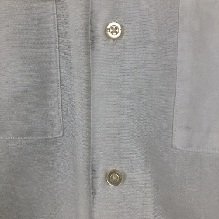 Banana Republic Slim Fit Short-Sleeve Open-Collar Linen Shirt (Men's Size M equivalent) - Boxy Shirt linen white type Vintage Second Hand