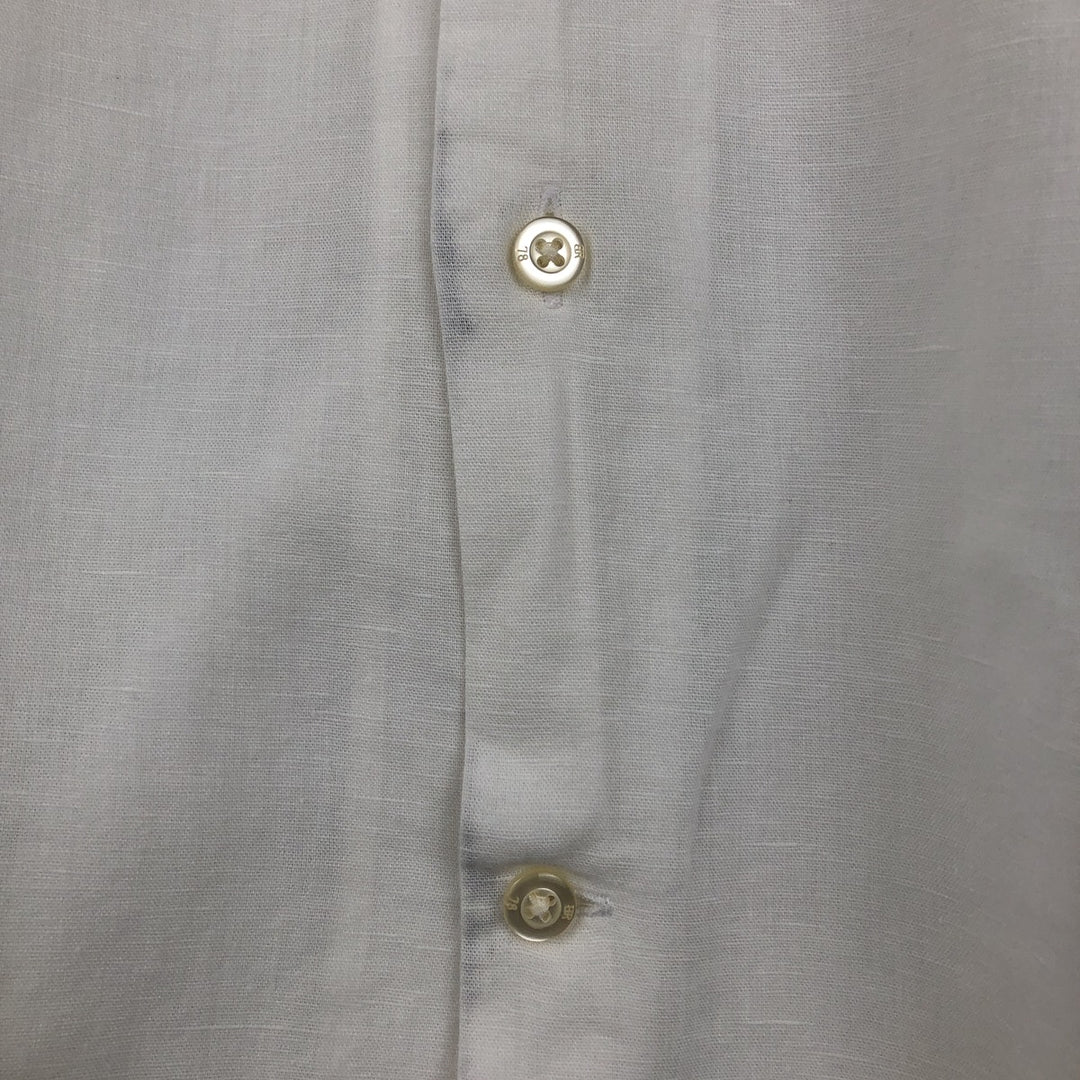 Banana Republic Slim Fit Short-Sleeve Open-Collar Linen Shirt (Men's Size M equivalent) - Boxy Shirt linen white type Vintage Second Hand