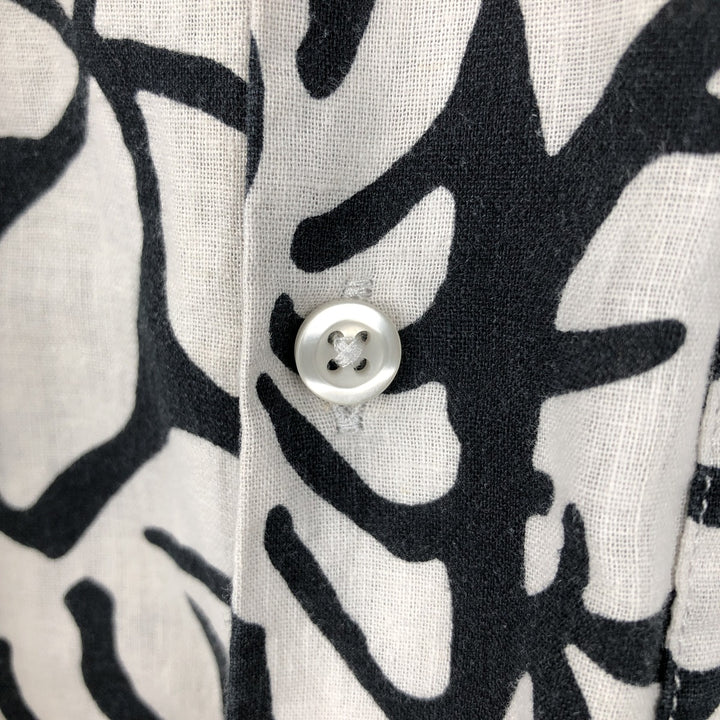 GAP MADE WITH LINEN All-over print short-sleeved open-collar cotton x linen shirt, boxy fit, men's size XL equivalent. linen white type Vintage Second Hand