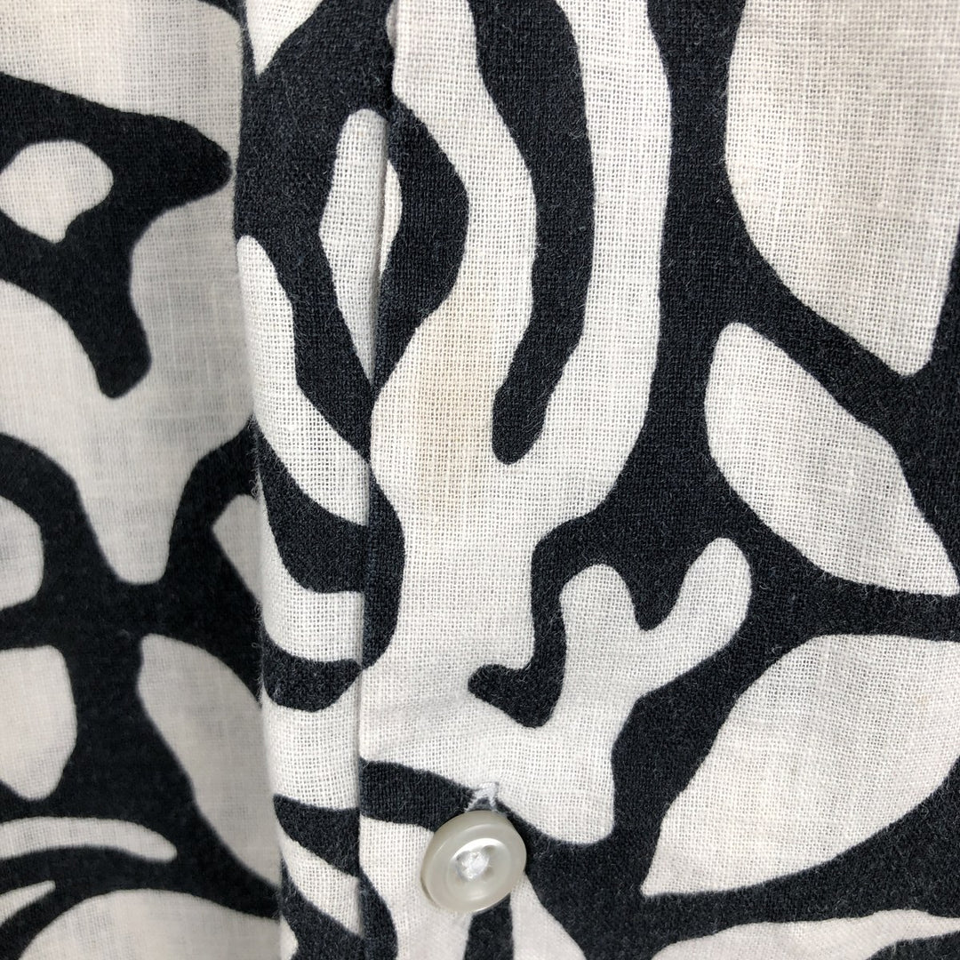 GAP MADE WITH LINEN All-over print short-sleeved open-collar cotton x linen shirt, boxy fit, men's size XL equivalent. linen white type Vintage Second Hand