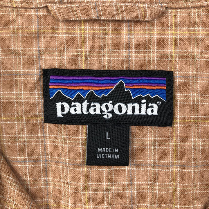 Patagonia Backstep Shirt 53139SP23 Check Pattern Short Sleeve Cotton x Hemp Box Shirt Men's Size L Hemp orange type Vintage Second Hand