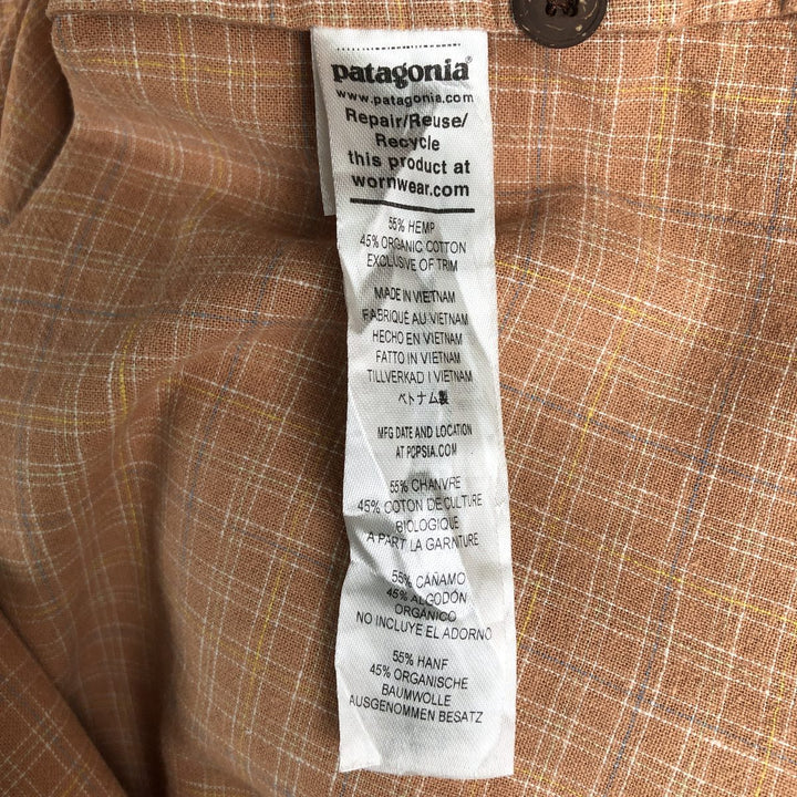 Patagonia Backstep Shirt 53139SP23 Check Pattern Short Sleeve Cotton x Hemp Box Shirt Men's Size L Hemp orange type Vintage Second Hand