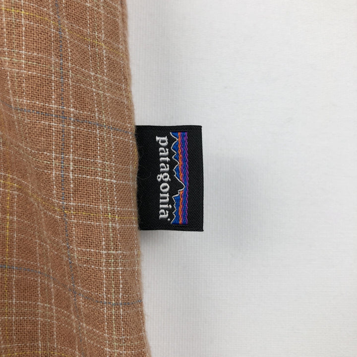 Patagonia Backstep Shirt 53139SP23 Check Pattern Short Sleeve Cotton x Hemp Box Shirt Men's Size L Hemp orange type Vintage Second Hand