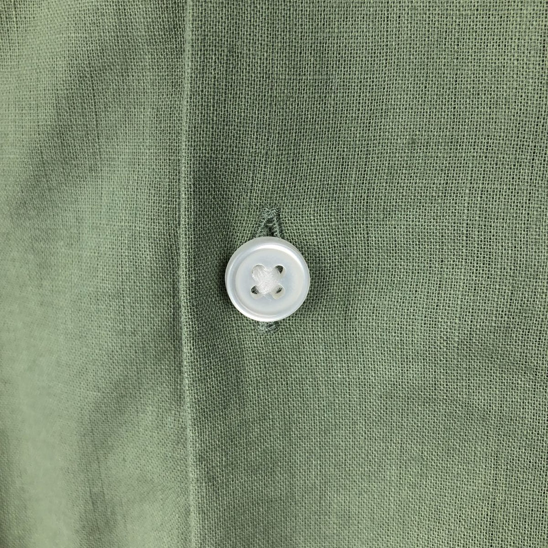 2000'S GAP MADE WITH LINEN Short-Sleeve Open Collar Cotton x Linen Shirt, Boxy Fit, Men's Size L (approx.) linen green type Vintage Second Hand