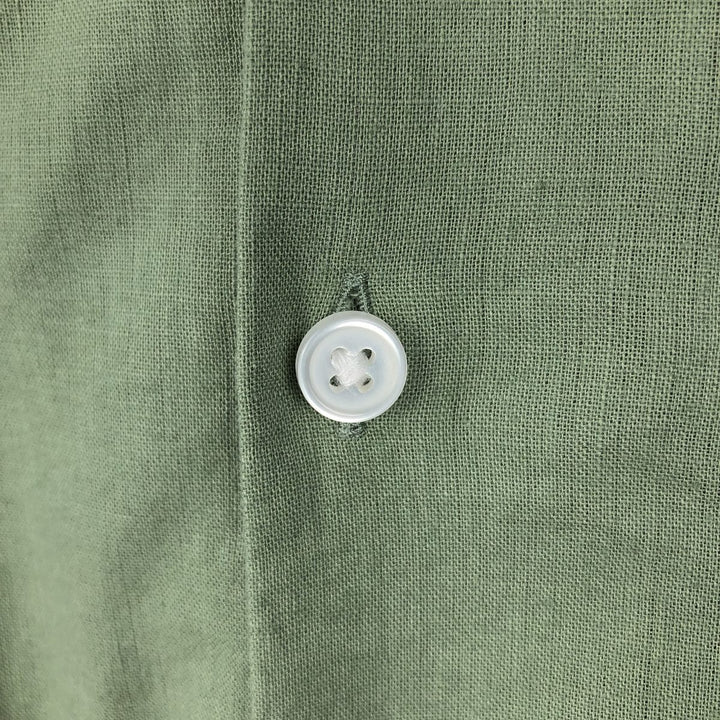 2000'S GAP MADE WITH LINEN Short-Sleeve Open Collar Cotton x Linen Shirt, Boxy Fit, Men's Size L (approx.) linen green type Vintage Second Hand