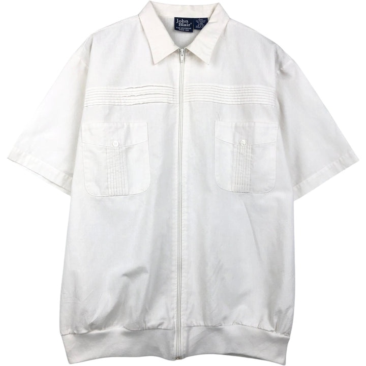 John Blair shirt jacket, men's size L (approx.), with collar. polyester white type Vintage Second Hand