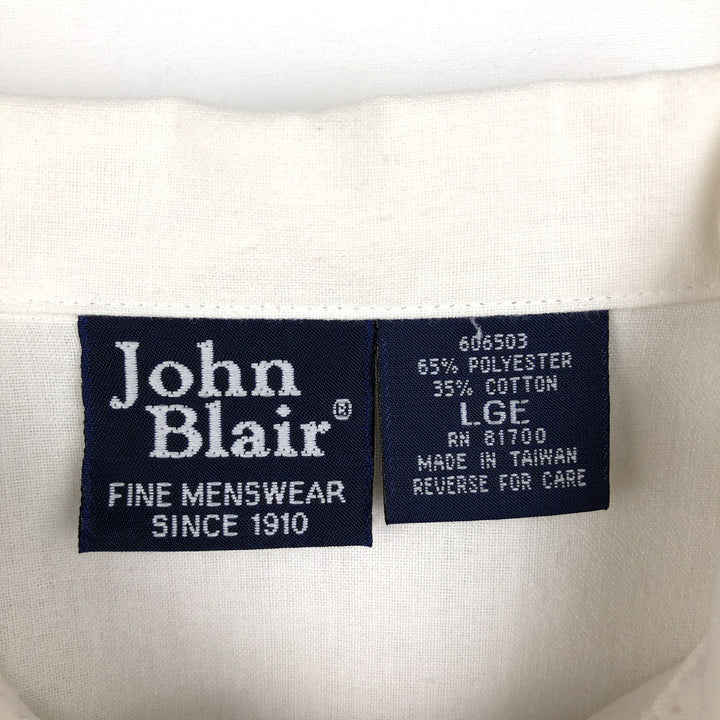 John Blair shirt jacket, men's size L (approx.), with collar. polyester white type Vintage Second Hand