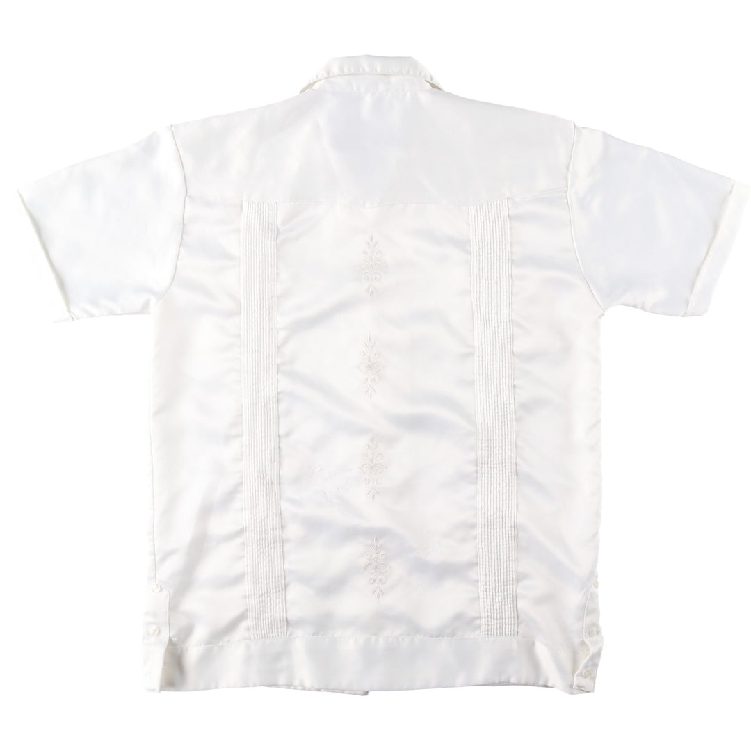 Chic Elegant Short-Sleeve Open-Collar Mexican Shirt, Cuban Shirt, Boxy Shirt, Men's Size L (approx.) polyester white type Vintage Second Hand
