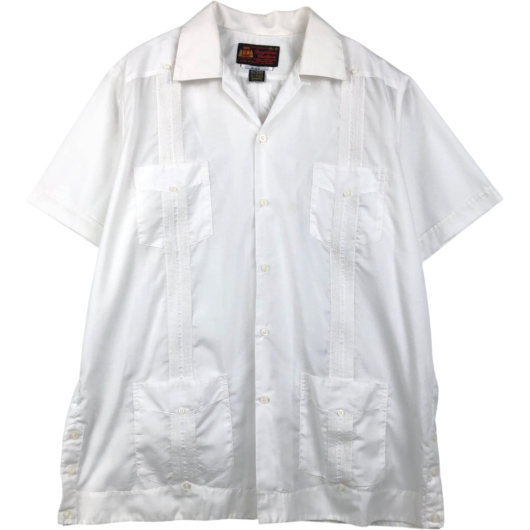 GUAYABERAS YUCATECAS Short-Sleeve Open Collar Mexican Shirt Cuban Shirt Men's XL Equivalent Box Shirt polyester white type Vintage Second Hand