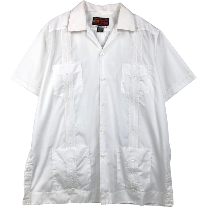 GUAYABERAS YUCATECAS Short-Sleeve Open Collar Mexican Shirt Cuban Shirt Men's XL Equivalent Box Shirt polyester white type Vintage Second Hand