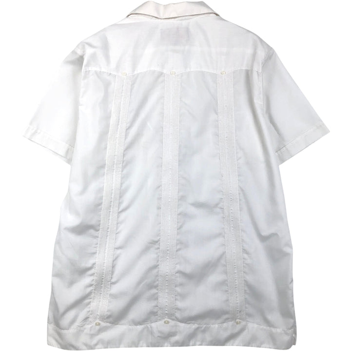 GUAYABERAS YUCATECAS Short-Sleeve Open Collar Mexican Shirt Cuban Shirt Men's XL Equivalent Box Shirt polyester white type Vintage Second Hand