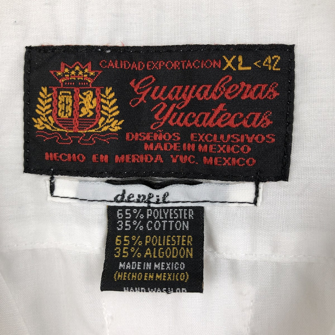 GUAYABERAS YUCATECAS Short-Sleeve Open Collar Mexican Shirt Cuban Shirt Men's XL Equivalent Box Shirt polyester white type Vintage Second Hand