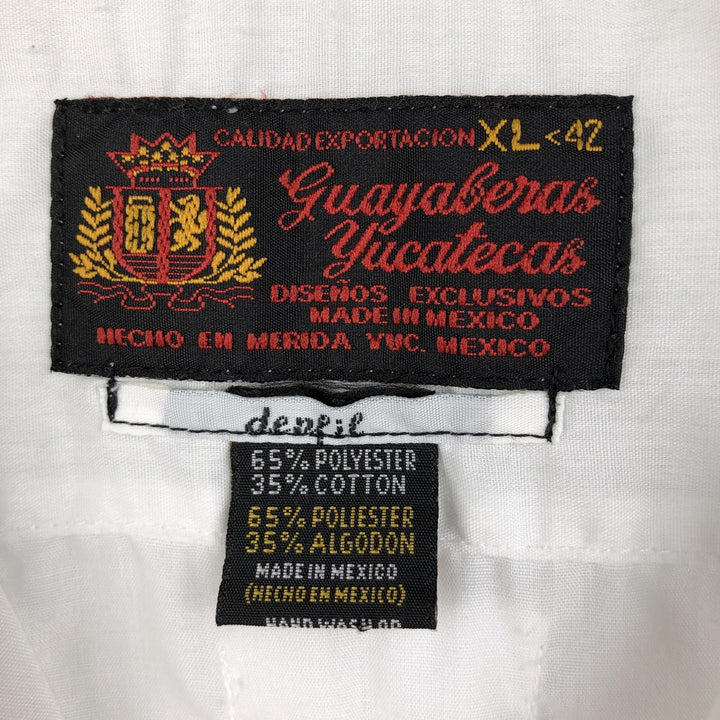 GUAYABERAS YUCATECAS Short-Sleeve Open Collar Mexican Shirt Cuban Shirt Men's XL Equivalent Box Shirt polyester white type Vintage Second Hand
