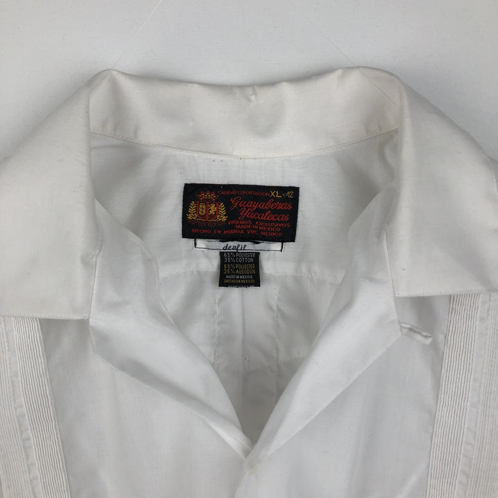GUAYABERAS YUCATECAS Short-Sleeve Open Collar Mexican Shirt Cuban Shirt Men's XL Equivalent Box Shirt polyester white type Vintage Second Hand