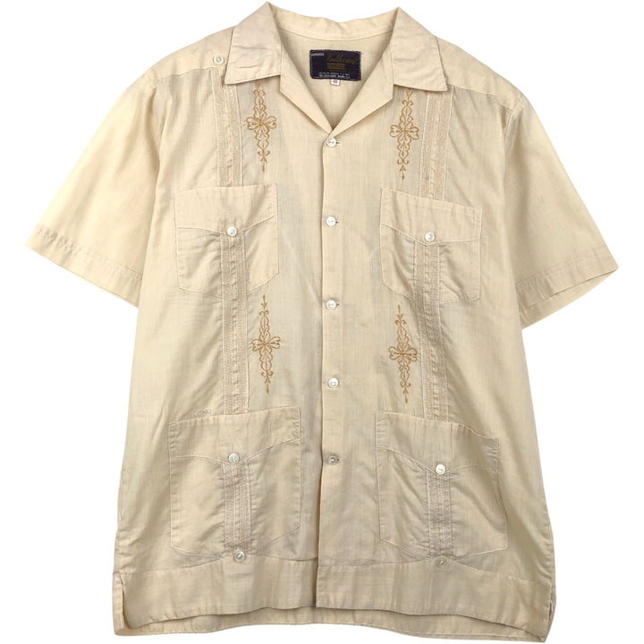 Anthony SPORT Short-Sleeve Open-Collar Mexican Shirt, Cuban Shirt, Boxy Shirt, Men's Size M unclear Beige type Vintage Second Hand