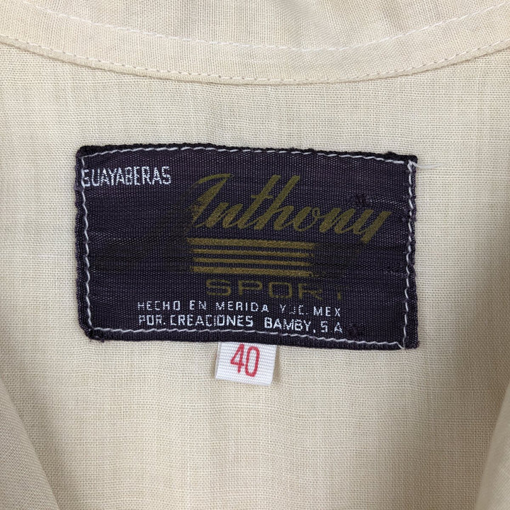 Anthony SPORT Short-Sleeve Open-Collar Mexican Shirt, Cuban Shirt, Boxy Shirt, Men's Size M unclear Beige type Vintage Second Hand