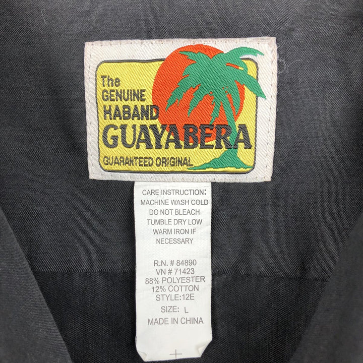 HABAND GUAYABERA Short-Sleeve Open Collar Mexican Shirt Cuban Shirt Box Shirt Men's Size L (Equivalent) Vintage polyester black type Vintage Second Hand