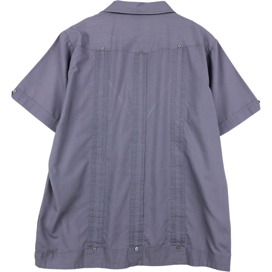 80s-90'S ROMANI Short-Sleeve Open-Collar Mexican Shirt / Cuban Shirt / Boxy Shirt / Men's XL Equivalent / Vintage polyester purple type Vintage Second Hand