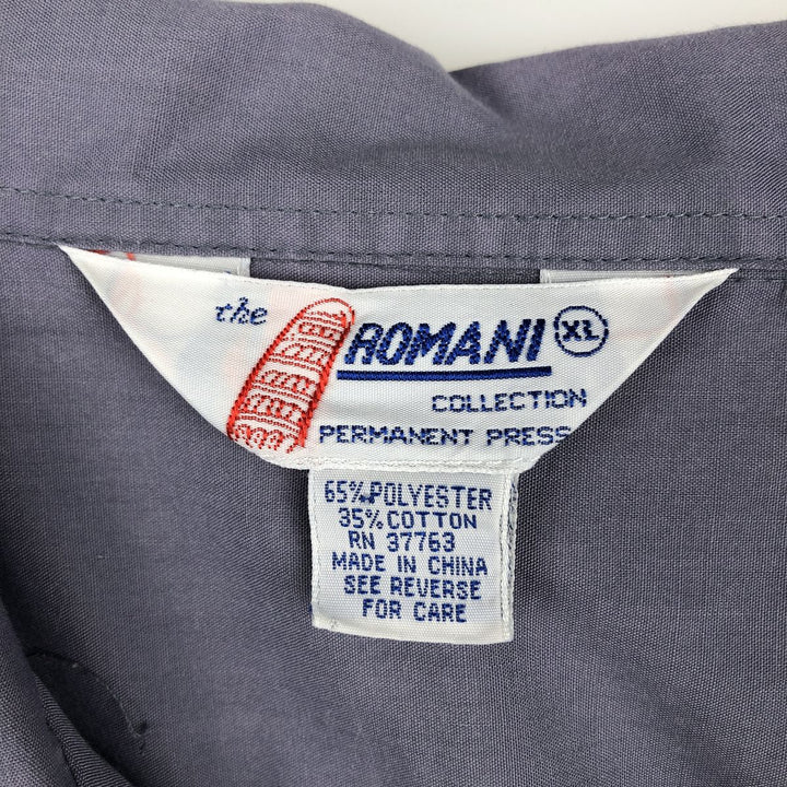 80s-90'S ROMANI Short-Sleeve Open-Collar Mexican Shirt / Cuban Shirt / Boxy Shirt / Men's XL Equivalent / Vintage polyester purple type Vintage Second Hand