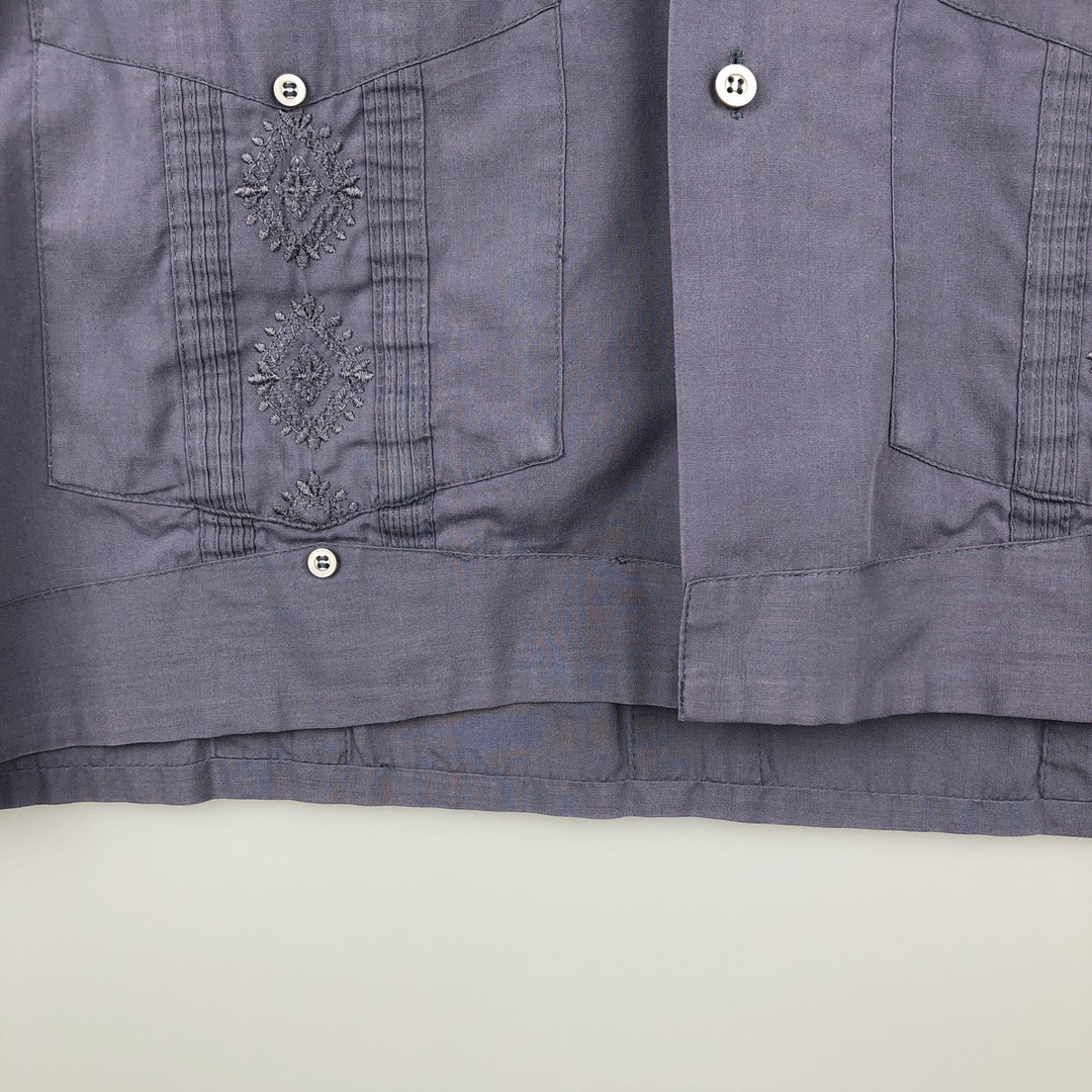 80s-90'S ROMANI Short-Sleeve Open-Collar Mexican Shirt / Cuban Shirt / Boxy Shirt / Men's XL Equivalent / Vintage polyester purple type Vintage Second Hand