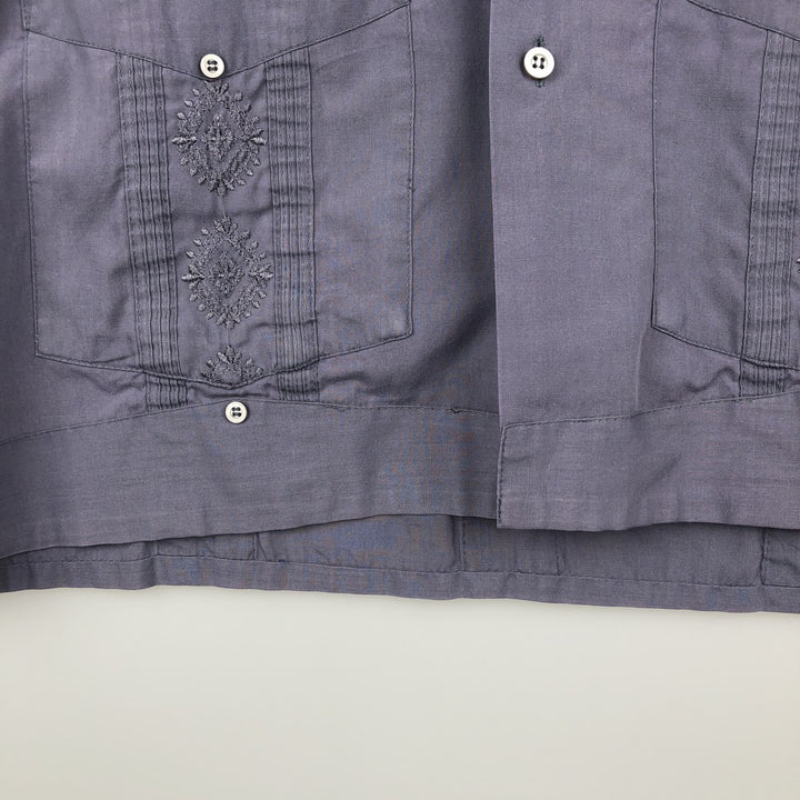 80s-90'S ROMANI Short-Sleeve Open-Collar Mexican Shirt / Cuban Shirt / Boxy Shirt / Men's XL Equivalent / Vintage polyester purple type Vintage Second Hand
