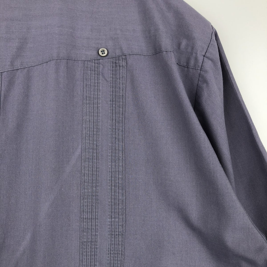 80s-90'S ROMANI Short-Sleeve Open-Collar Mexican Shirt / Cuban Shirt / Boxy Shirt / Men's XL Equivalent / Vintage polyester purple type Vintage Second Hand