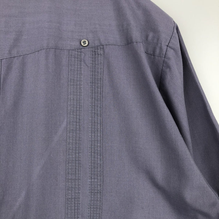 80s-90'S ROMANI Short-Sleeve Open-Collar Mexican Shirt / Cuban Shirt / Boxy Shirt / Men's XL Equivalent / Vintage polyester purple type Vintage Second Hand