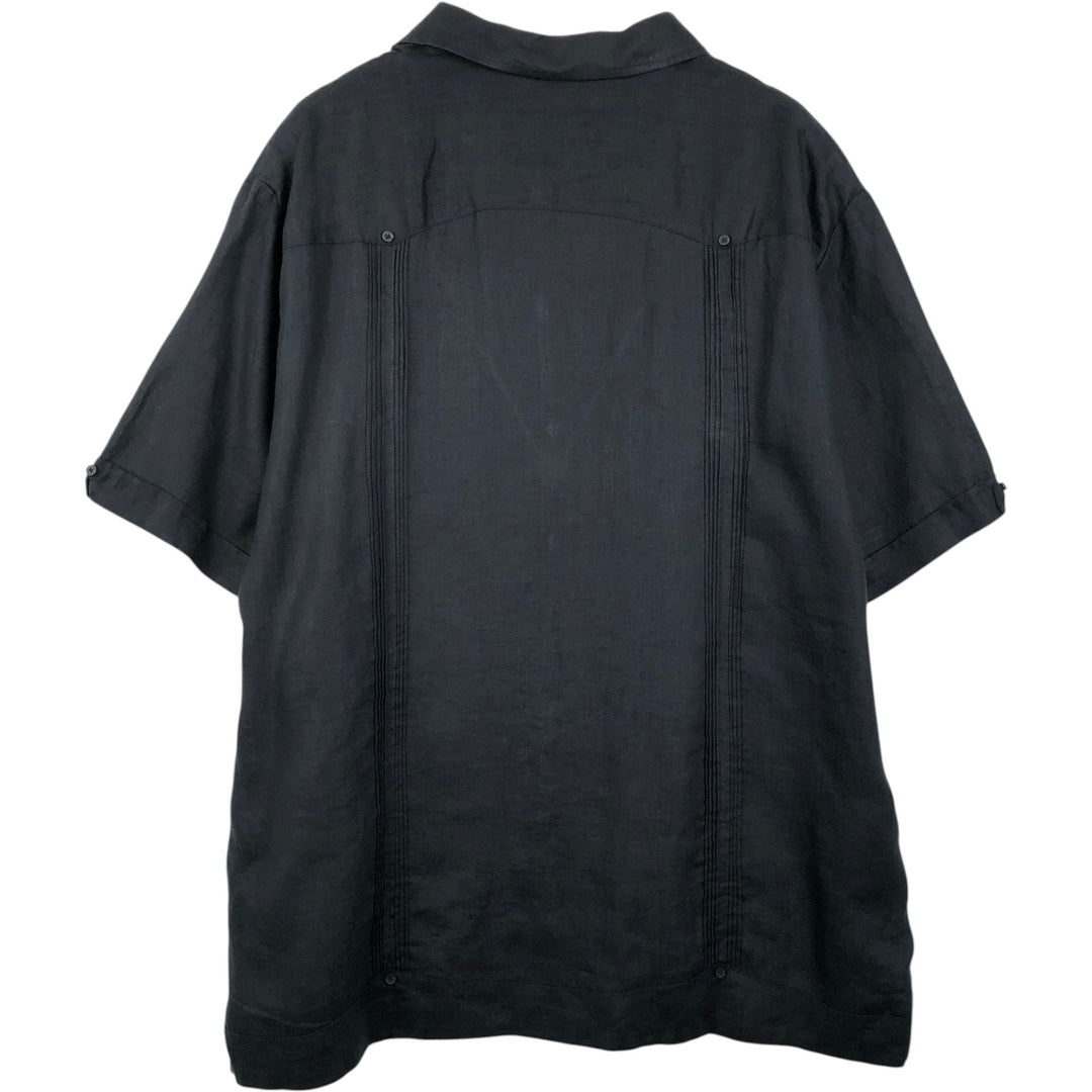 CUBAVERA Short Sleeve Open Collar Mexican Shirt Cuban Shirt Box Shirt Men's XXL linen black type Vintage Second Hand