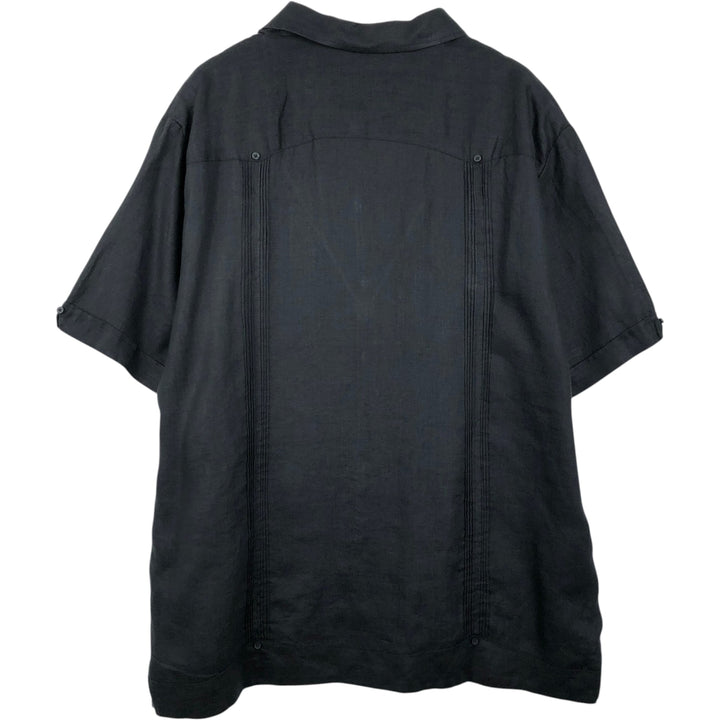 CUBAVERA Short Sleeve Open Collar Mexican Shirt Cuban Shirt Box Shirt Men's XXL linen black type Vintage Second Hand